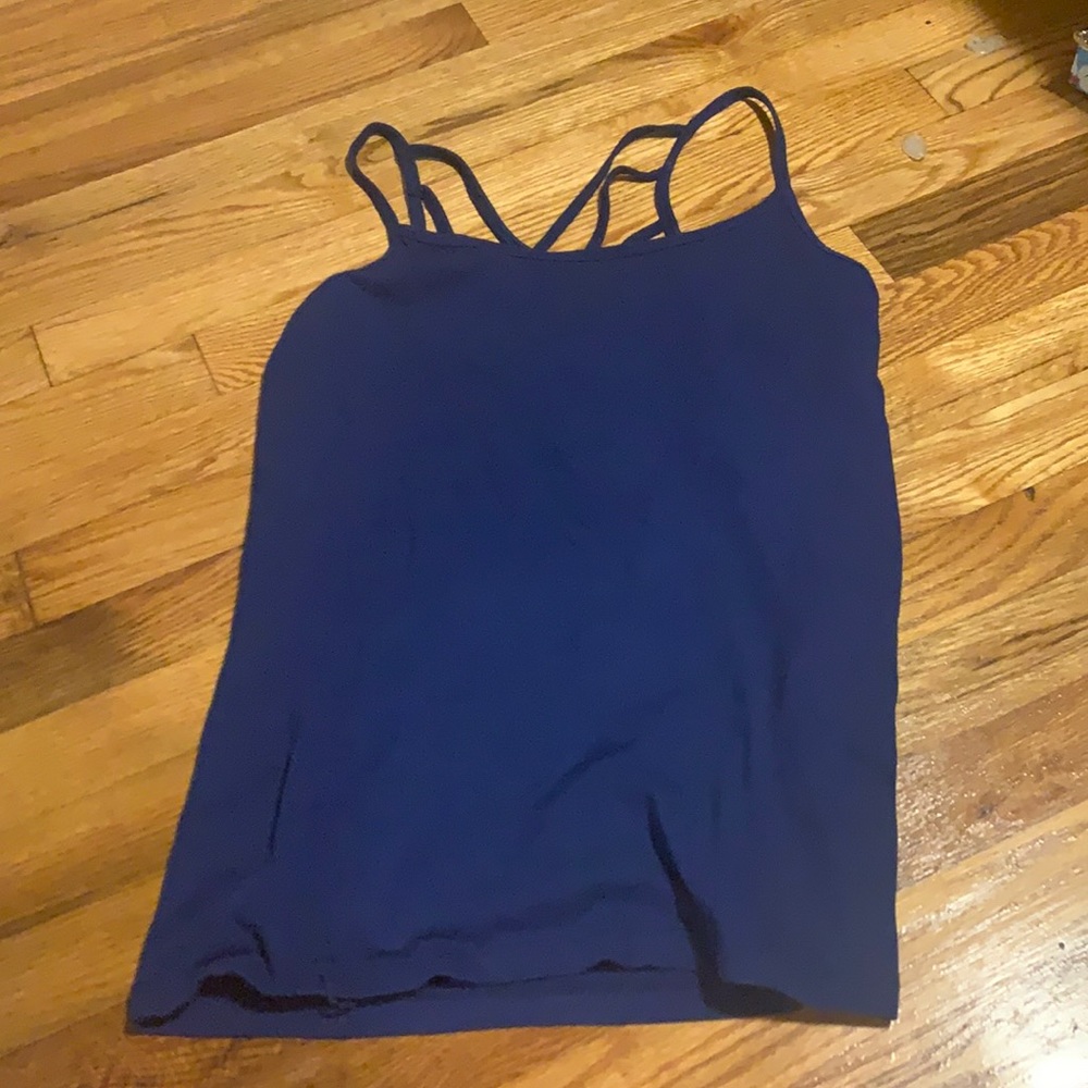 blue tank top